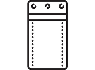 Fototapeta premium Pocket wallet line icon with stitched leather outline and snap button flap, minimalist black outline symbol for finance, money, payments, and personal accessories