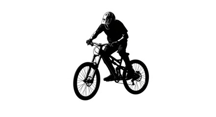 Mountain Biker Riding Downhill Freely.