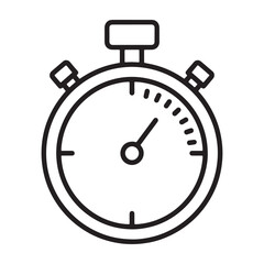 Obraz premium Vector stopwatch icon, black line art, simple timer symbol, icon, vector illustration, Isolated
