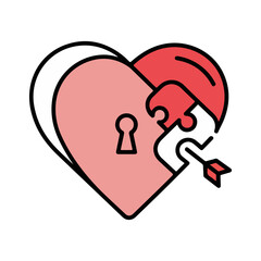 Heart Puzzle with Keyhole and Arrow for Valentines Day