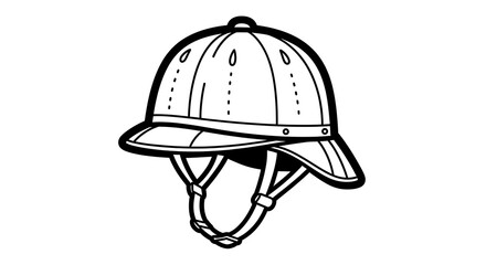 Fototapeta premium Equestrian Helmet Illustration - Detailed Black and White Drawing.