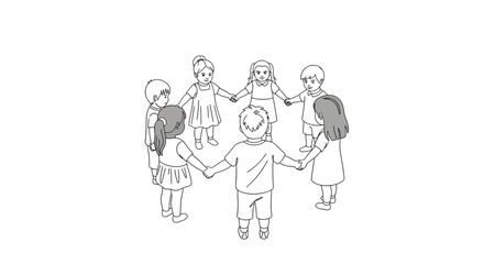 Unity in Diversity &ndash; Minimal Children Circle Line Vector