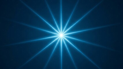 Obraz premium Bright glowing starburst effect radiates brilliant blue light rays against deep dark background