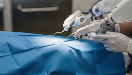 Precision Medicine: Robot Assisted Surgery, Modern Medical Technology, Surgical Innovation, Sterile Procedure, Healthcare Advancement, Precise Robotic Instruments