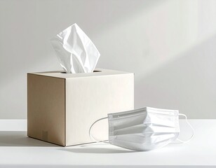 Allergy Season Concept with Tissue Box and Pollen Mask