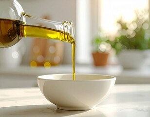 Healthy Cooking Concept with Olive Oil Pour (No Label)