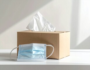 Allergy Season Concept with Tissue Box and Pollen Mask