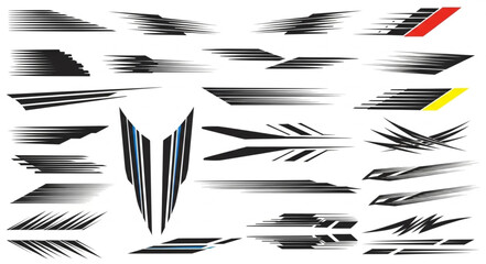 Collection of abstract racing stripes and sport decals for vehicles. © Sukandi