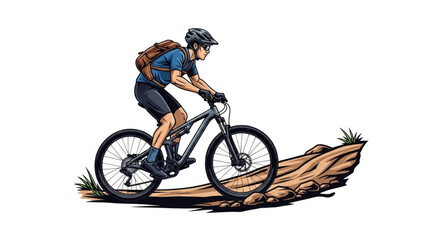 Mountain Biker Riding Downhill Trail. © Dawis