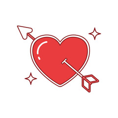 Red Heart with Cupid Arrow Vector Illustration