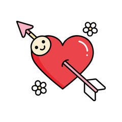 Cute Heart with Cupid's Arrow and Smiley Face