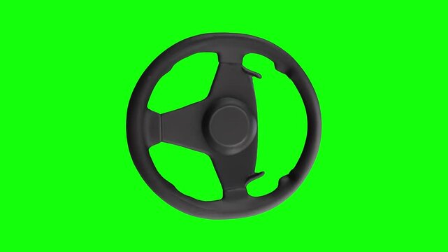 3D Steering wheel animated on green screen background