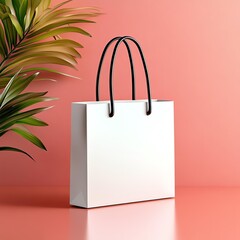 Minimalist shopping bag on a colorful background.