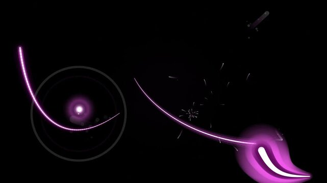 Abstract music background featuring a blue fractal space design with stars, planet circles, and shiny lens flare energy over a black vector art night