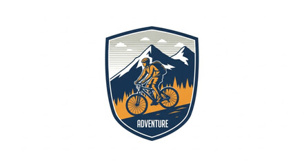 Mountain Biking Logo Emblem Design.