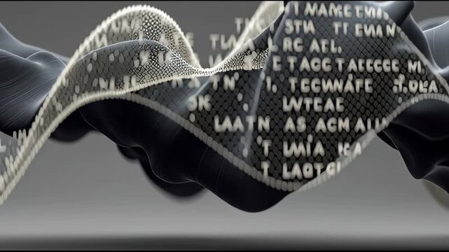 Abstract Dark Wave Surface with Binary Code Data Dots and Tech Texture in Motion