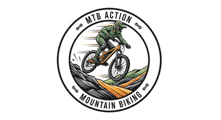 Mountain Biking Logo Illustration Design.