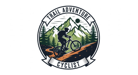 Mountain Biking Trail Adventure Cyclist Logo.