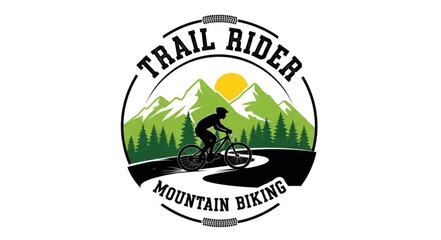 Mountain Biking Trail Rider Logo Design.