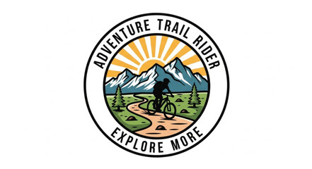 Obraz premium Mountain Biking Adventure Trail Logo.