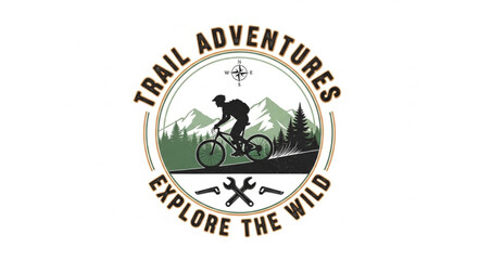 Mountain Biking Logo Design Element.