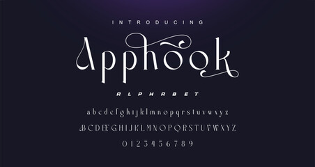 Obraz premium Abstract elegant typeface displays font vector. Luxury minimalist typography style