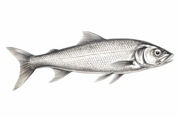 Obraz premium Herring illustration with detailed scales and fins in a classic style