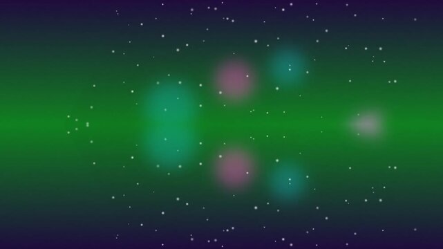 Abstract background with colorful blurred lights and stars in the dark space.