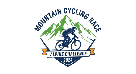 Naklejka premium Mountain Cycling Race Alpine Challenge Logo.