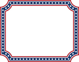 Patriotic american flag border frame with stars and stripes design for holiday or celebration