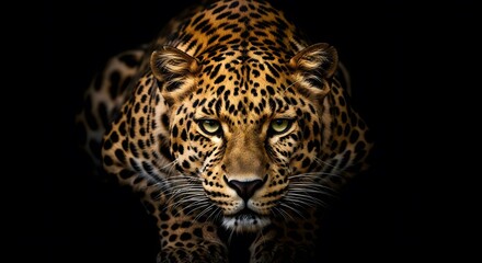 Obraz premium Majestic leopard portrait a stunning close up of a wild animal
