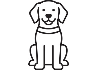 Dog line icon sitting pet puppy outline with cute face, simple black stroke symbol for veterinary clinic, animal shelter, training, adoption logo on white background