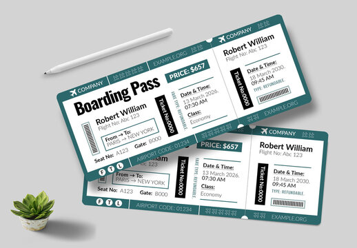 Airline Boarding Pass Ticket Design