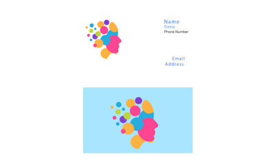 Human head face logo, creative brain man. Digital profile face innovation intelligence mind design logo