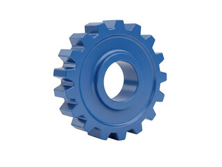 A blue gear with teeth on a white background