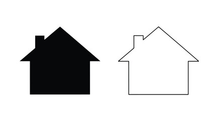 Fototapeta premium Simple house icons a black silhouette and a white outline