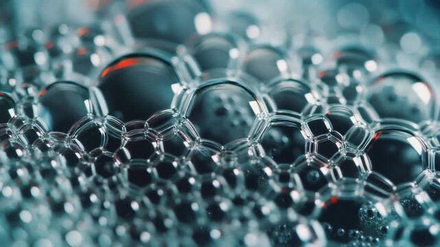 Macro liquid bubbles surface with reflective highlights abstract motion loop
