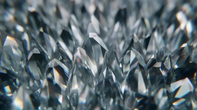 Prismatic crystal cluster macro formation cinematic abstract background loop