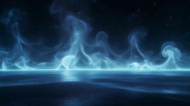 Blue energy smoke horizon abstract light mist background seamless loop