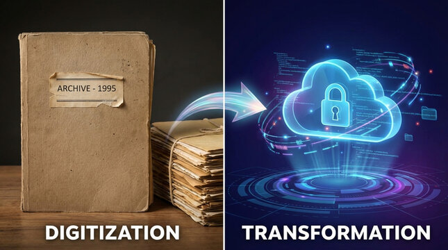 The process of digitization and transformation of old archive files to secure cloud storage