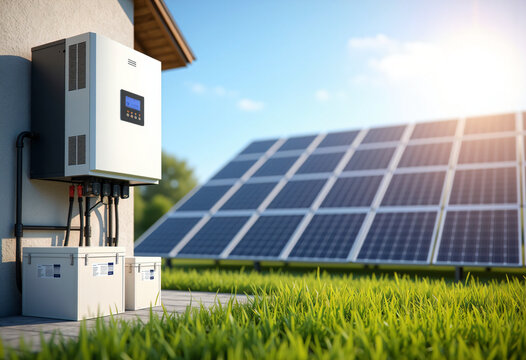 residential solar power installation with battery storage units