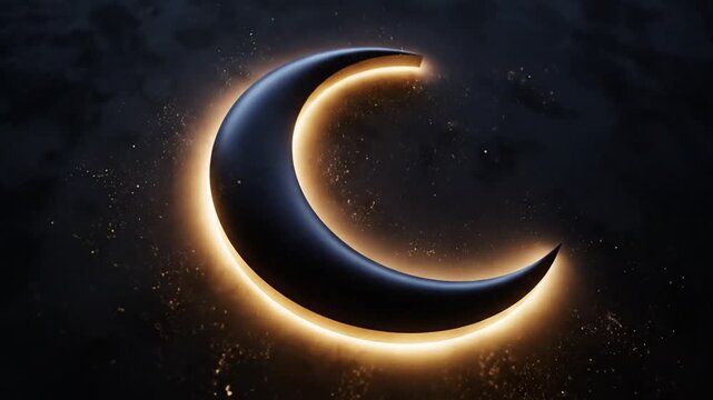 Crescent Moon with Celestial Sparkles Illuminating the night in Dramatic Lighting