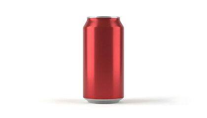 Bold Red Beverage Can Mockup Isolated On White Background With Clean Minimal Studio Lighting Professional Packaging Presentation Realistic Aluminum Surface Detail Modern Commercial Advertising Templat