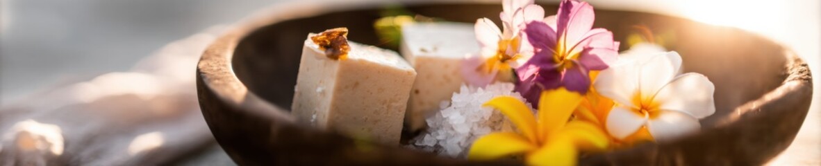 Obraz premium Professional close up of unleavened matzo bread on a ceremonial table for Passover Seder ritual with vibrant mango and lime color palette for holiday dinner marketing