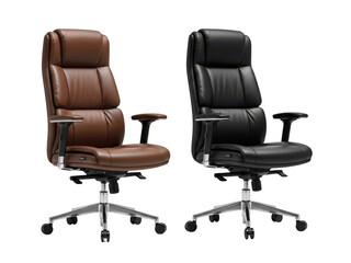 Obraz premium Two office chairs in brown and black leather