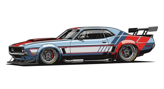 Racing Car Side View Illustration.