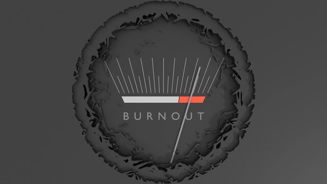 Burnout that is hitting a full scale, showing a very high level of burnout, overload of it, too much of it. Maximum value, off the charts. Mental problems, stress, overwork and health indicator.
