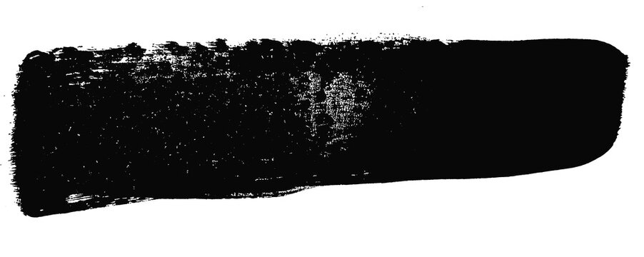 Black rough brush stroke banner bar png isolated on transparent background, grunge paint strip title bar for lower third design