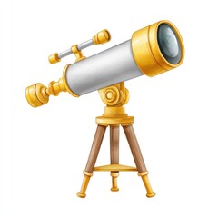 Watercolor cartoon telescope on white background for astronomical designs and education themes