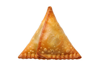 A delicious samosa with a crispy, golden-brown exterior and a spicy filling. isolated on transparent background